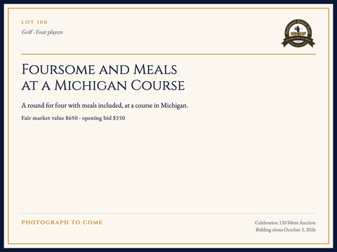 Foursome and Meals at a Michigan Course